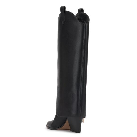 Jessica Simpson Astoli Boot Black Womens 5M Gold Metal Toe Tip Almond Toe ZipUp - Picture 4 of 9